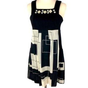ECI | Black & White Sleeveless Side Zip Square Neck Tank Dress Size 4